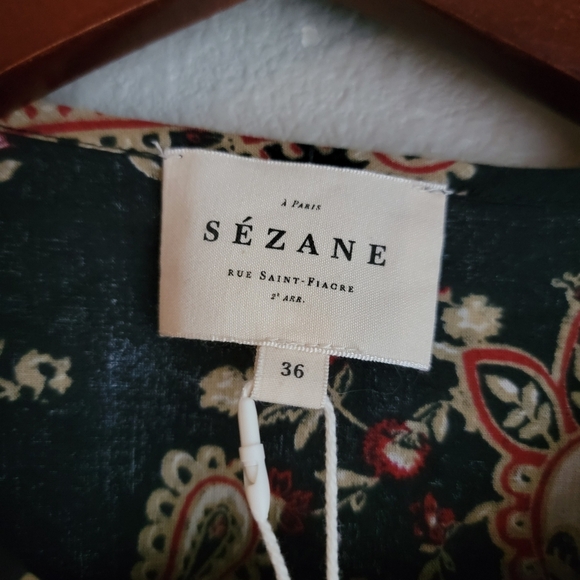 Sezane Meadow Blouse in Paisley Noir size 36 NWT - Picture 9 of 12